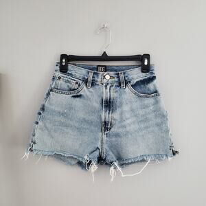 BDG Urban Outfitters Girlfriend High Rise Distressed Hem Jean Shorts Size 25